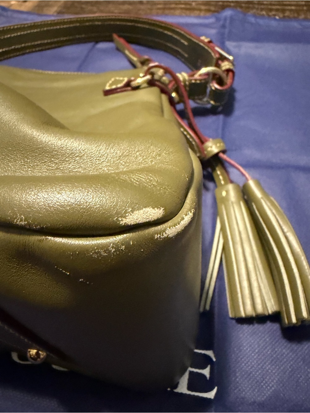 Dooney & Bourke Tassel Shoulder Bag - Olive Green - Picture 9 of 11